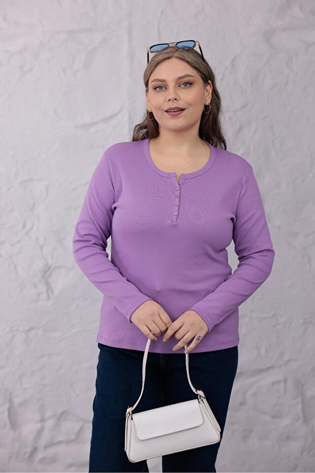 بلوزة قطنية كبيرة الحجم قماش قابل للتمدد - 1