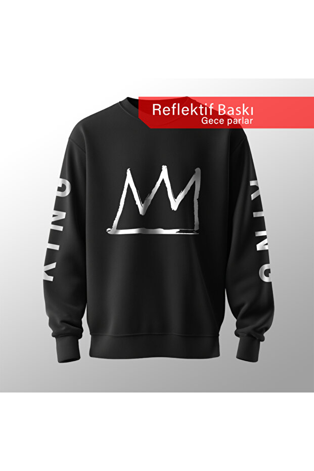 Reflektor Printed King / King Design Crew Neck Sweatshirt - Black