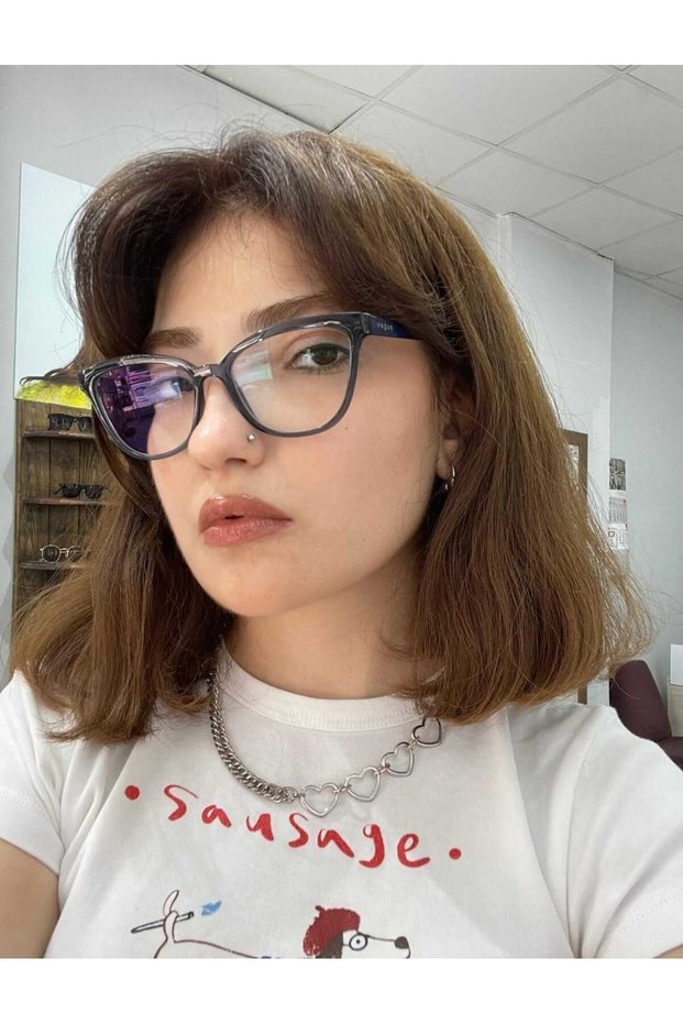 Vo5496 27644L 54Ekt (Small Size) Cat Eye Blue Light Protection Screen (Transparent Blue)