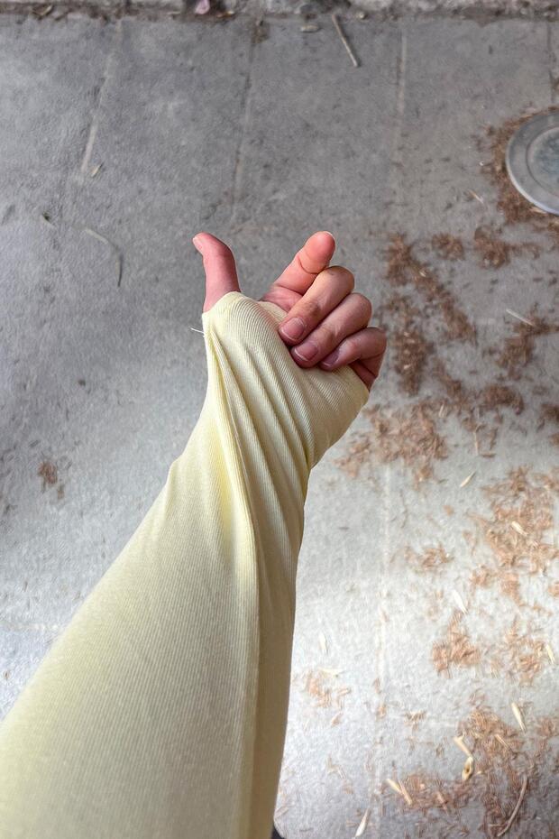 Orjinal Marka Uzun Kol Basic Bluz - Sarı SARI - 8