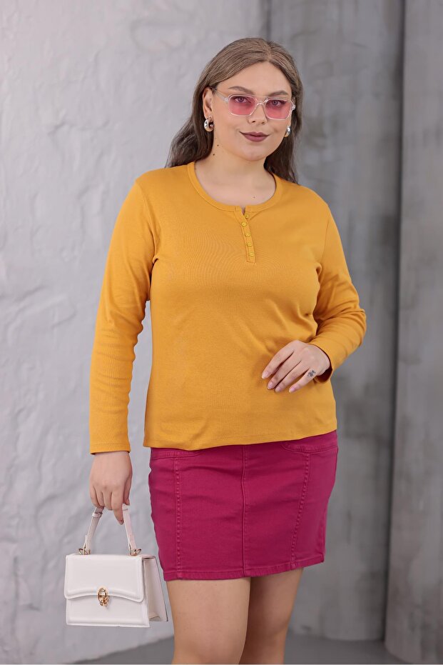 بلوزة قطنية كبيرة الحجم قماش قابل للتمدد - 1