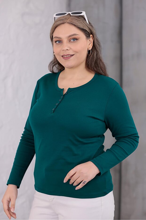 بلوزة قطنية كبيرة الحجم قماش قابل للتمدد - 6