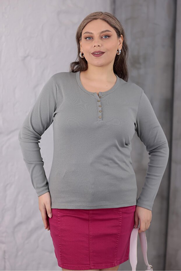 Plus Size Cotton Stretch Fabric Basic Blouse - 7