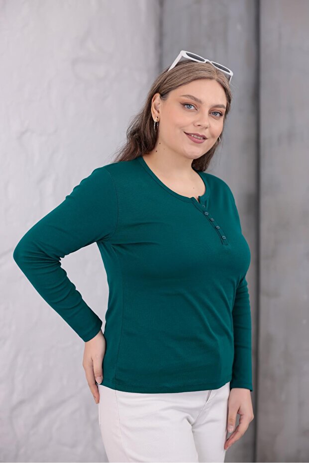 بلوزة قطنية كبيرة الحجم قماش قابل للتمدد - 5