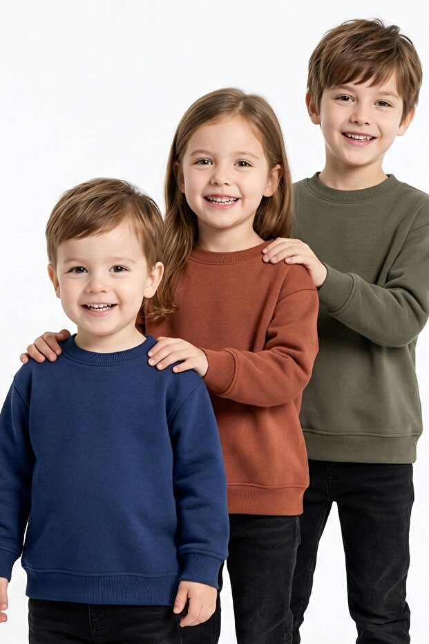 3'Lü Basic Şardonlu Çocuk Sweatshirt - 8