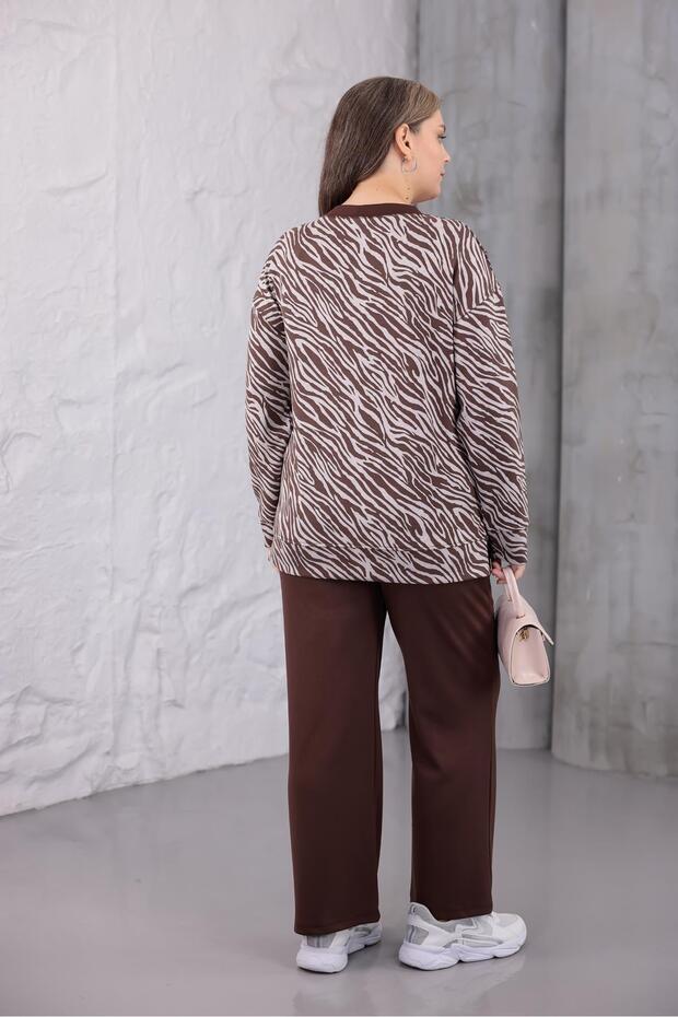 طقم من القماش المودال بنقشة الحمار الوحشي مقاس كبير - 7