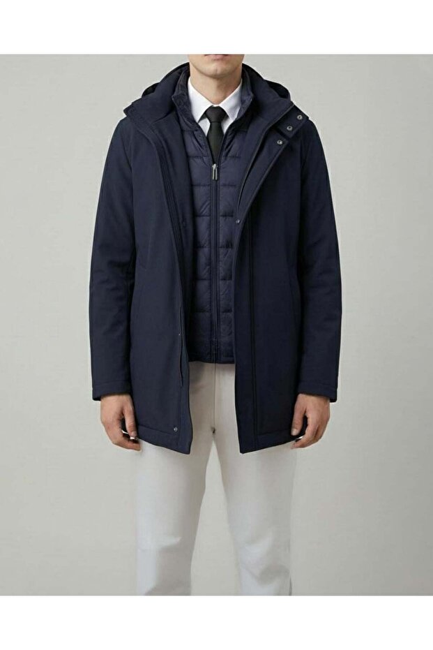 Italian style s Slim Fit men's puffer jacket navy blue t14783