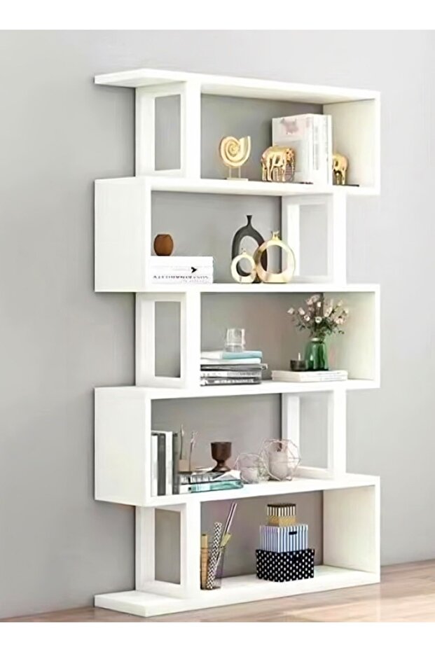 رف عرض متعدد الوظائف بتصميم فريد متعدد المستويات، يُوضع على الأرض، أبعاده 60×24×180 سم