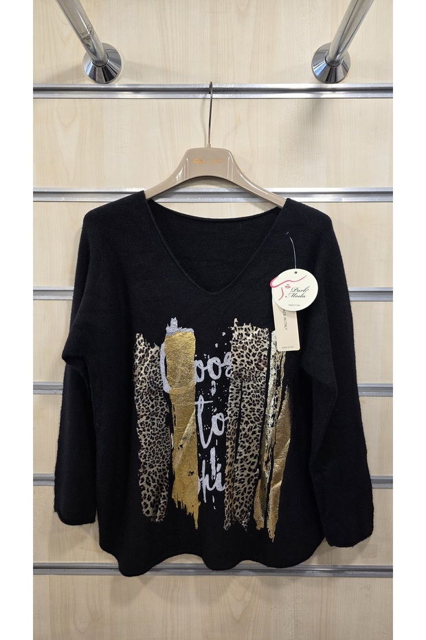 Gilded Leopard Pattern Sweater - 1