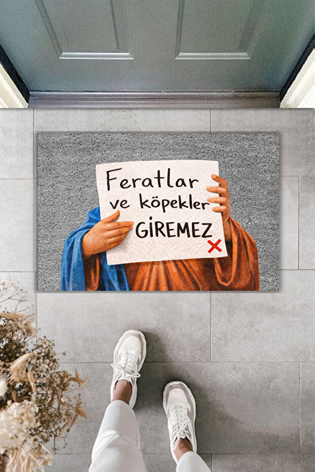 Modern Digital Print Doormat - Ferhatlar and Dogs Not Allowed - Front Door Mat