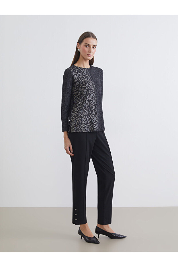 Black elastic waist women's pants from plus-store