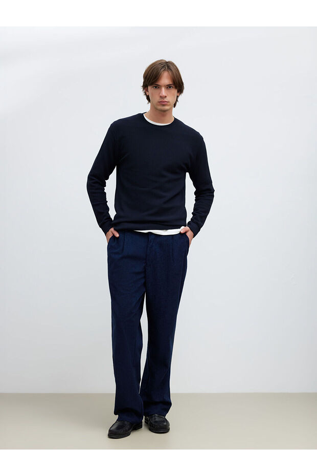Create Your Style with Uzg Store Navy Blue Comfortable Fit Velvet Men's Trousers