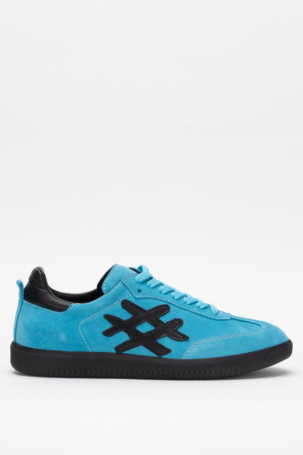 Marine Women's Daily Lace-Up Sneakers Real Leather Blue