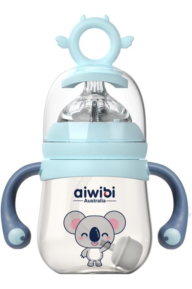 BPA-Free Baby Feeding Bottle 180 ml – Anti-Colic, Wide Neck, Easy Grip (Blue)