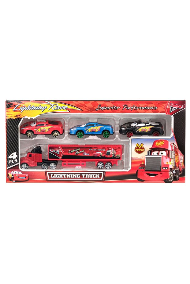 4-Piece Lightning Mcqueen Car and Truck Set Toy