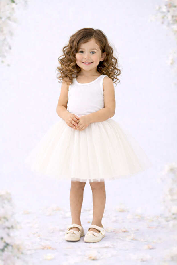 Girl's Lined Elastic Waist Fluffy Tutu Skirt