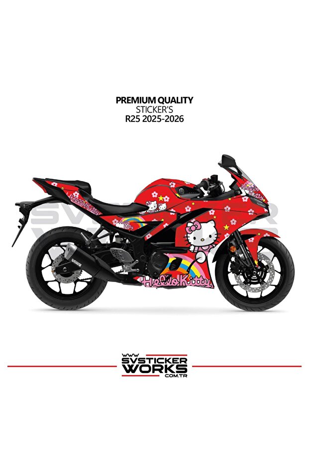 Yamaha R25 Hello Kitty Fairing Sticker Motorcycle Fairing Model Ready Kit 2025 / 2026 Compatible