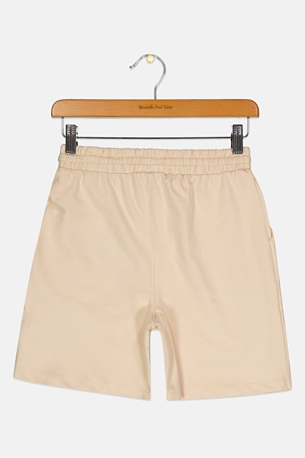 Kids Boy Drawstring Graphic Print Basic Shorts, Beige - 3