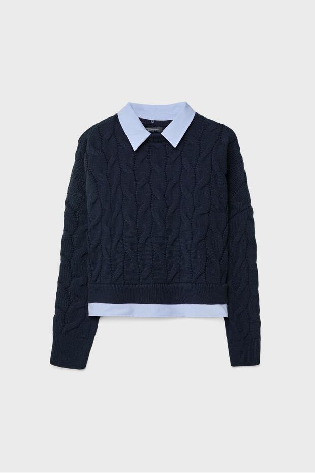 İki Materyalli Örme Kazak - 6