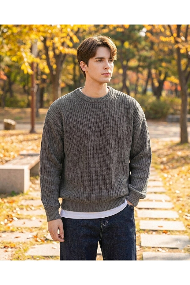 Unisex Knitwear Crew Neck Knitted Winter Sweater
