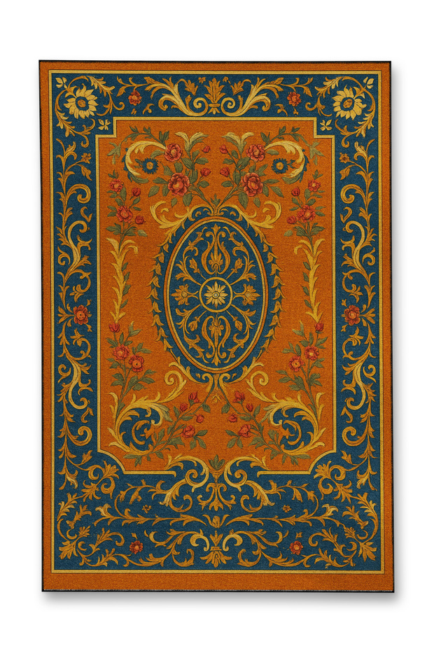 Mosso Orange Themed Classic Floral Pattern Woven Base Modern Decorative Carpet Mosso2126