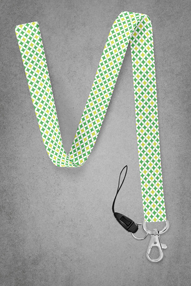 Yellow and Green Themed Neck Strap, Neck Strap Lanyard, Card and Phone Holder - Bas089
