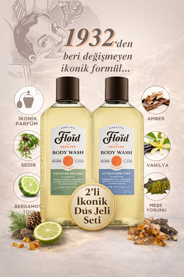 Floïd Shower Gel & Shampoo Set – Men's Care Product That Cleanses Without Drying the Skin, Set of 2