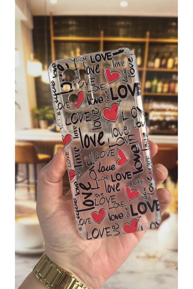 Redmi Note 10 Compatible Love Letter Pattern Transparent Shock-Absorbing Camera Protected Clear Case