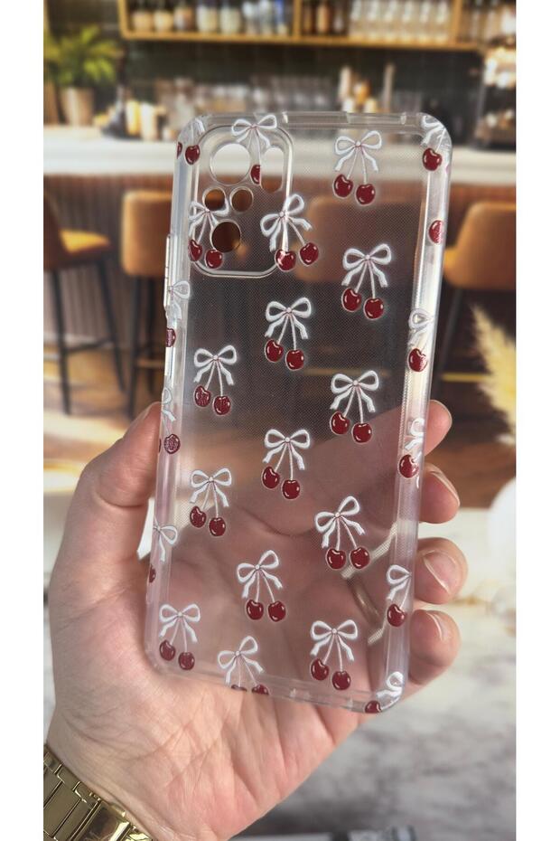 غطاء شفاف متوافق مع ريدمي نوت 10 بنمط الكرز، مقاوم للصدمات مع حماية للكاميرا - 4