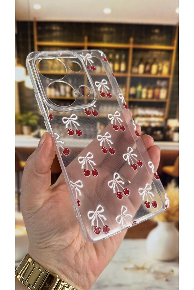 غطاء شفاف متوافق مع ريدمي نوت 13 برو 4G بنمط الكرز، مقاوم للصدمات مع حماية للكاميرا - 3