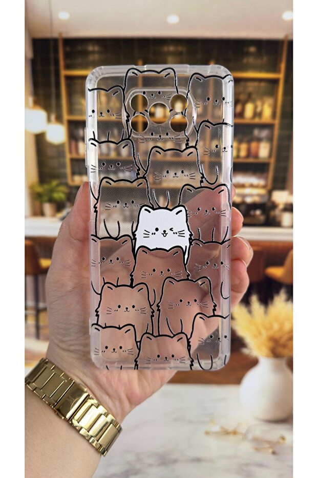 غطاء شفاف متوافق مع هاتف Poco X3 مع نمط Manycat، يمتص الصدمات ويحمي الكاميرا - 2