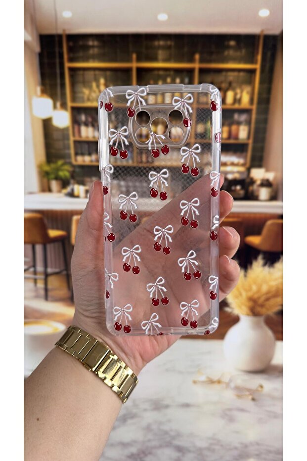 غطاء شفاف متوافق مع Poco X3 بنمط الكرز، يمتص الصدمات ويحمي الكاميرا - 2