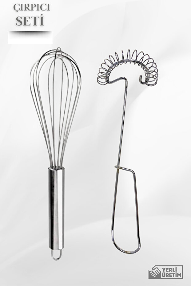2-Piece Stainless Steel Whisk Set, Metal Egg Beater Set