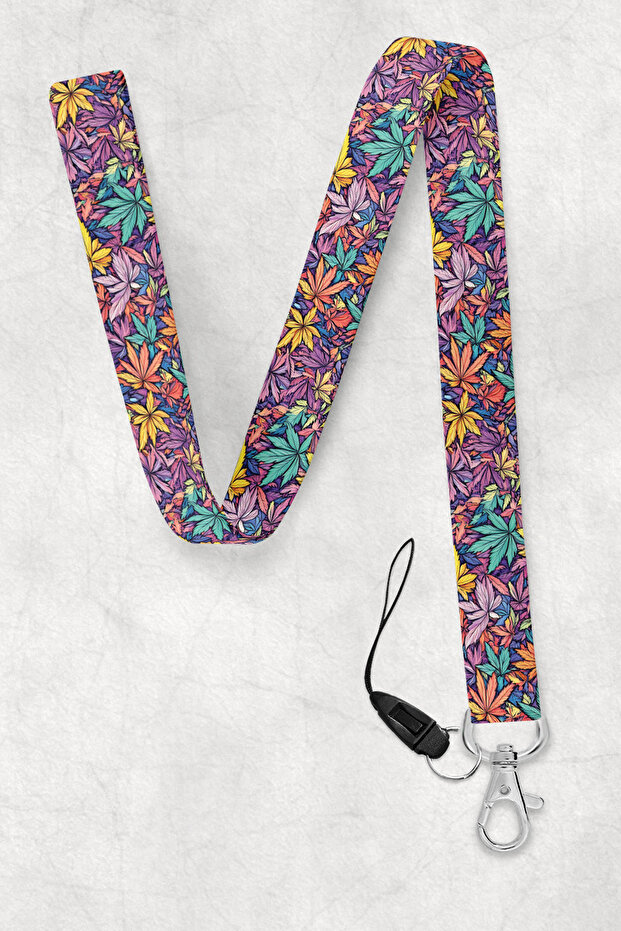 Colorful Leaves Neck Strap, Neck Strap Lanyard, Card and Phone Holder - Bas105