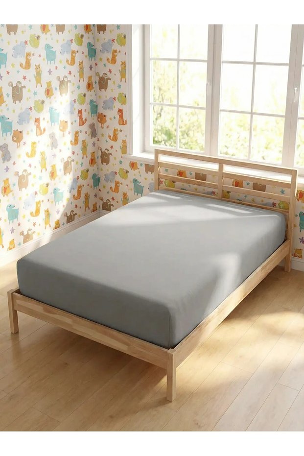 King Size Combed Cotton Elastic Bed Sheet - 100% Cotton - 180 X 200 cm Mink Color