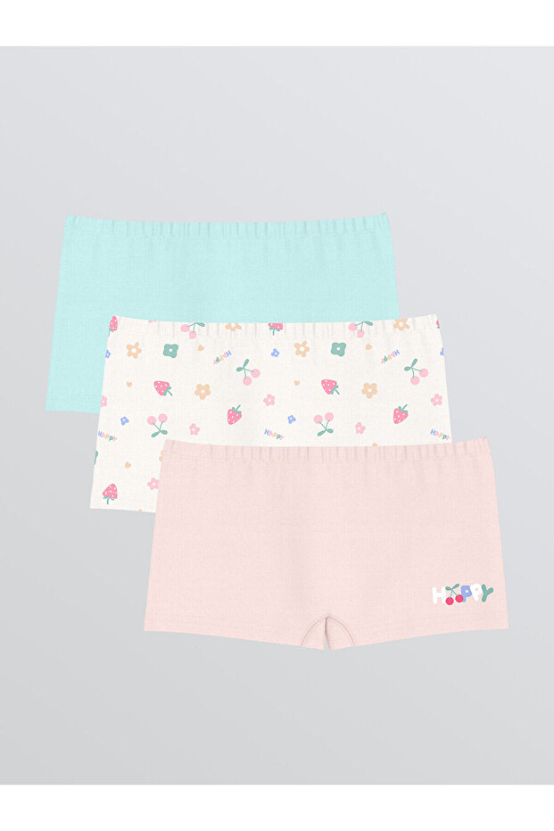 Ecru Printed Girl's Boxer 3-Piece