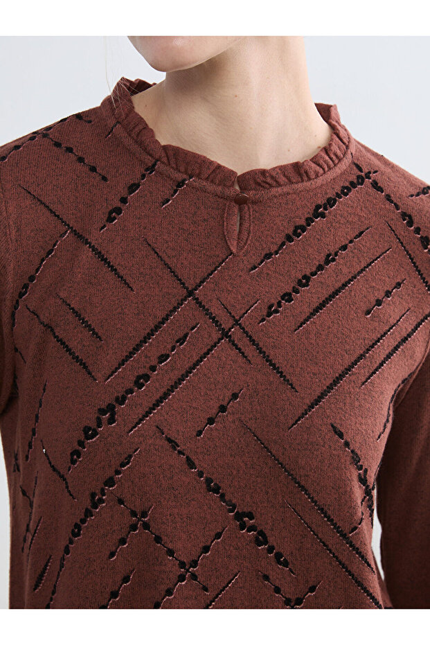 طاقم الرقبة منقوشة بلوزة - 3