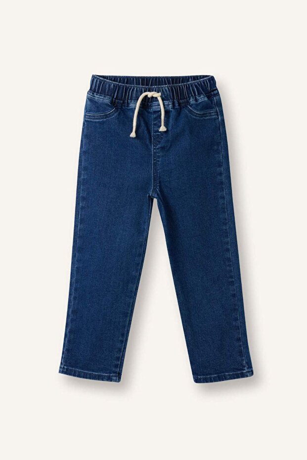 Regular Fit Straight Leg Elastic Waist Basic Jean Trousers for Baby Boy B6733A526Sp