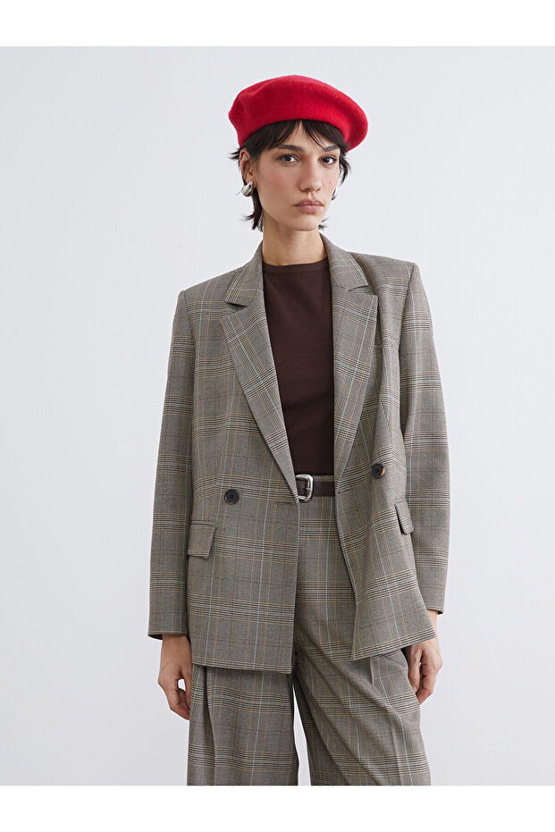 Özmarka New Season Plaid Women's Blazer Jacket