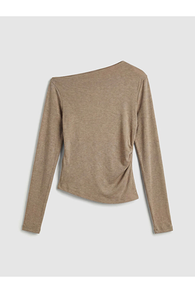 Boat Neck Gathered Blouse