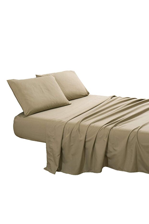 King Bed Sheets Set, 500 TC, 4 Piece, Microfiber, 41 cm Pockets, Wrinkle Free (khaki)