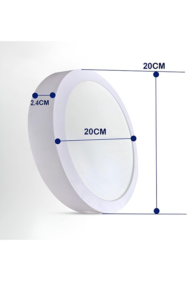 J A J Round Surface LED Ceiling Panel Light, 20W, White Body, White Light, Set of 2