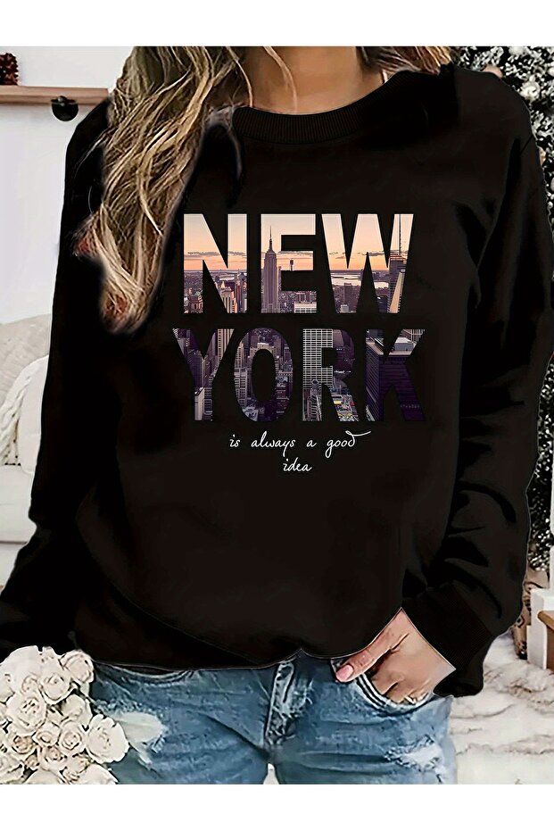 Women's Printed Crew Neck Comfortable Fit Women's Sweatshirt