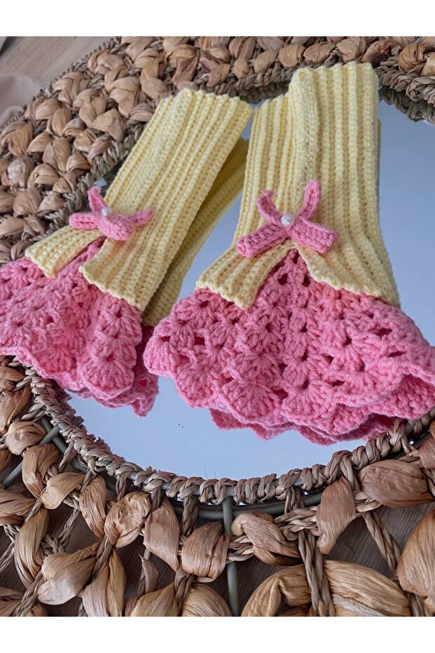 Vintage Örgü Dantel Eldiven , Bileklik - 3