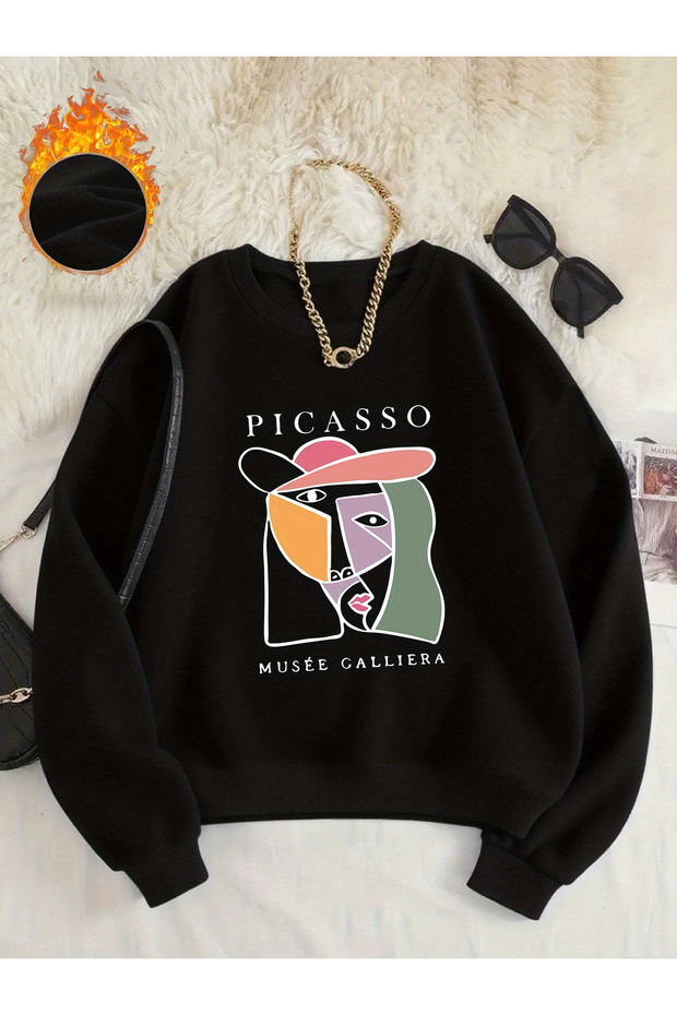 Women's Printed Crew Neck Comfortable Fit Women's Sweatshirt