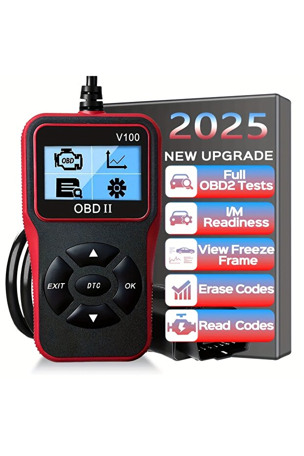 جهاز فحص أعطال السيارات OBD2 أسود اللون، قارئ أكواد أعطال المحرك، قادر على تشخيص الأعطال - 1