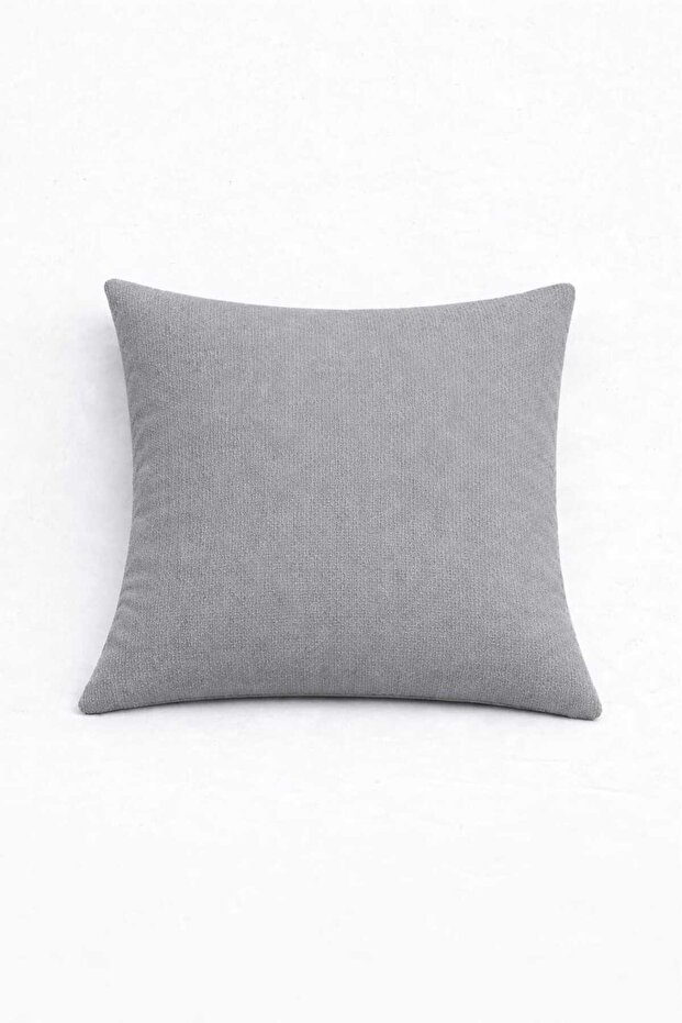 Velvet Textured Gray Color Throw Pillow Cover (1 Piece)
