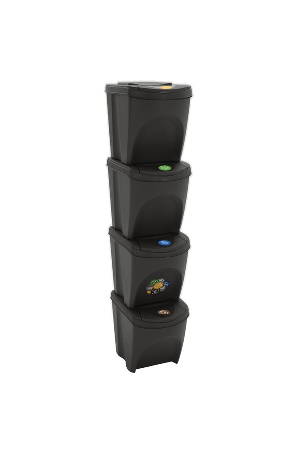 Stackable Garbage Bin Boxes 4 pcs Grey 100 L Polypropylene