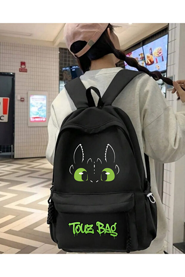 حقيبة ظهر مدرسية مطبوعة بدون أسنان - 1