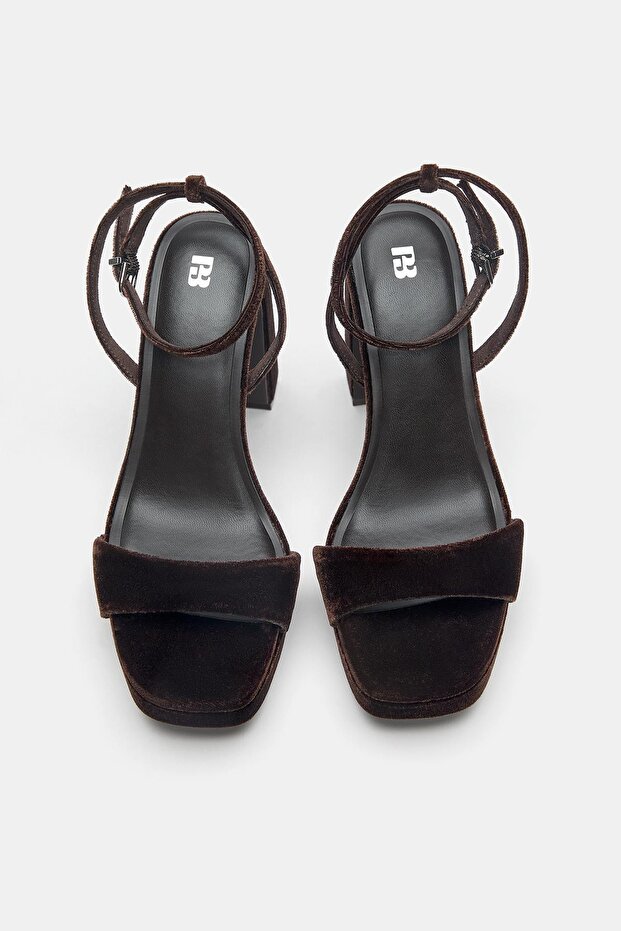 Kadife platform sandalet - 3